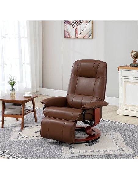 HOMCOM Swivel Recliner, Faux Leather Reclining Chair, Brown 833-621V71BN - pic 40747 | FastDaddyshop