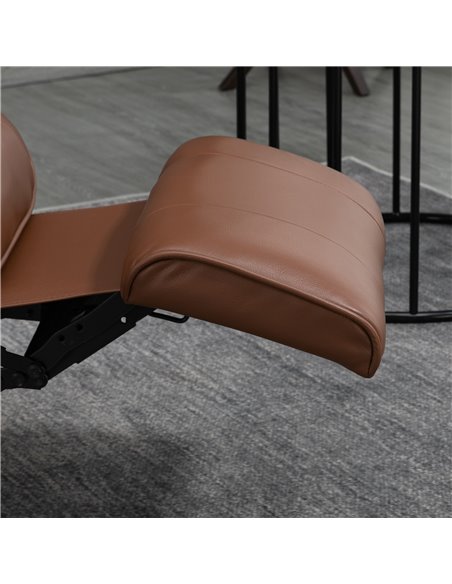 HOMCOM Swivel Recliner, Faux Leather Reclining Chair, Upholstered Armchair with Wooden Base for Living Room, Bedroom, Brown 833- - pic 40752 | FastDaddyshop