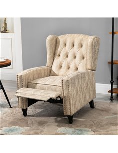 HOMCOM Studded Upholstered Reclining Armchair, Beige 833-845V70BG 2