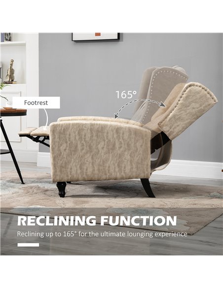 HOMCOM Studded Upholstered Reclining Armchair w/ Retractable Footrest Beige 833-845V70BG - pic 40758 | FastDaddyshop