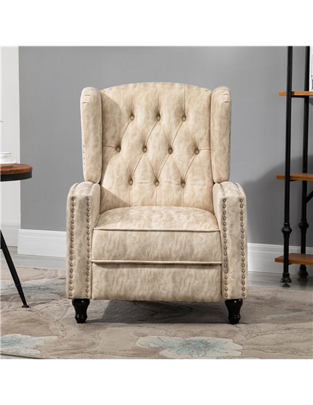HOMCOM Studded Upholstered Reclining Armchair w/ Retractable Footrest Beige 833-845V70BG - pic 40761 | FastDaddyshop