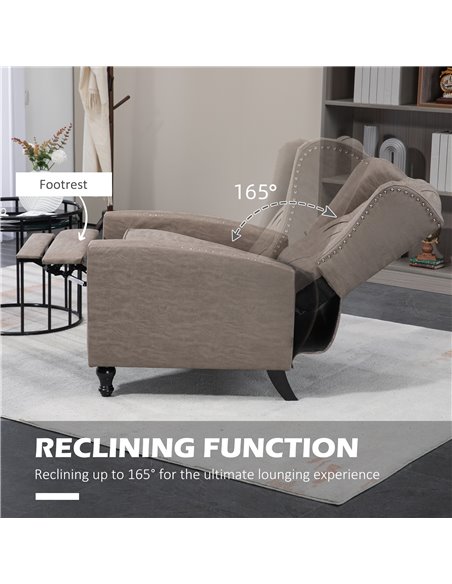 HOMCOM Studded Upholstered Reclining Armchair w/ Retractable Footrest Brown 833-845V70BN - pic 40767 | FastDaddyshop