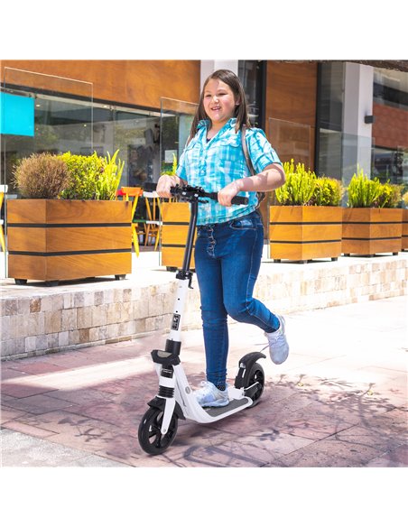 HOMCOM Folding Kick Scooter Hight-Adjustable Urban Scooter w/ Rear Brake, Double Shock Absorption System & 2 Big Wheels, For 14+ - pic 4077 | FastDaddyshop
