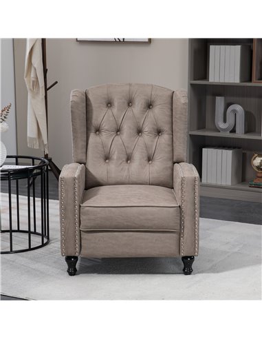 HOMCOM Studded Upholstered Reclining Armchair w/ Retractable Footrest Brown 833-845V70BN