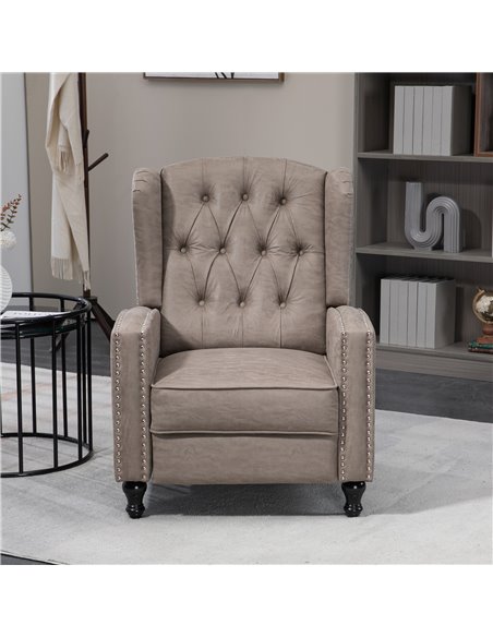 HOMCOM Studded Upholstered Reclining Armchair w/ Retractable Footrest Brown 833-845V70BN - pic 40770 | FastDaddyshop