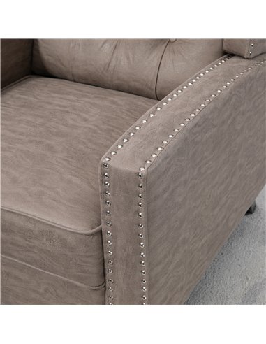 HOMCOM Studded Upholstered Reclining Armchair w/ Retractable Footrest Brown 833-845V70BN