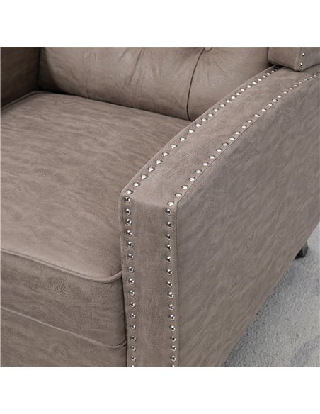 HOMCOM Studded Upholstered Reclining Armchair w/ Retractable Footrest Brown 833-845V70BN - pic 40771 | FastDaddyshop