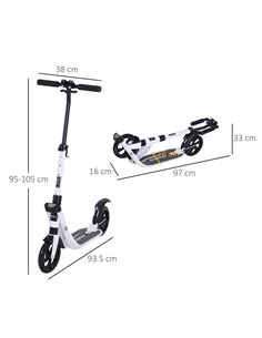 HOMCOM Folding Kick Scooter Hight-Adjustable Urban Scooter w/ Rear Brake, Double Shock Absorption System & 2 Big Wheels, For 14+ 2