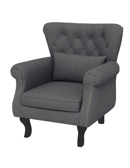 HOMCOM Chesterfield-style Accent Chair, Tufted Wingback Armchair, Dark Grey 839-919V70CG - pic 40782 | FastDaddyshop