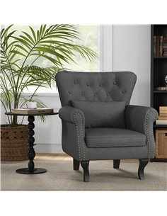 HOMCOM Chesterfield-style Accent Chair, Tufted Wingback Armchair, Dark Grey 839-919V70CG 2