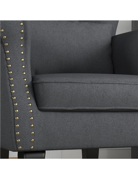HOMCOM Chesterfield-style Accent Chair, Tufted Wingback Armchair with Pillow, Naihead Trim for Living Room, Bedroom, Dark Grey 8 - pic 40788 | FastDaddyshop