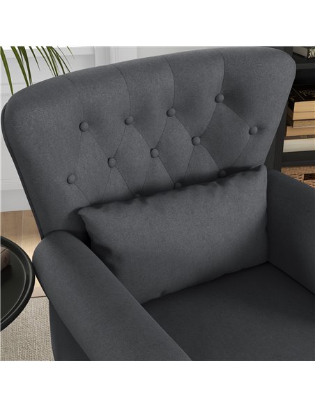 HOMCOM Chesterfield-style Accent Chair, Tufted Wingback Armchair with Pillow, Naihead Trim for Living Room, Bedroom, Dark Grey 8 - pic 40789 | FastDaddyshop