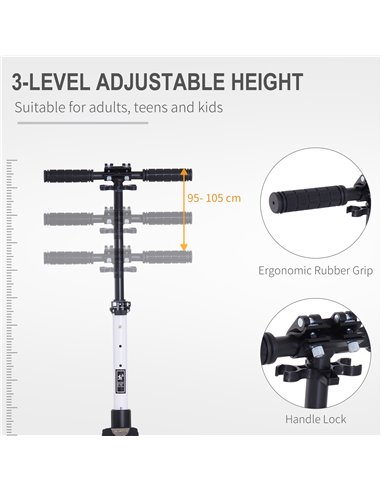 HOMCOM Folding Kick Scooter Hight-Adjustable Urban Scooter w/ Rear Brake, Double Shock Absorption System & 2 Big Wheels, For 14+