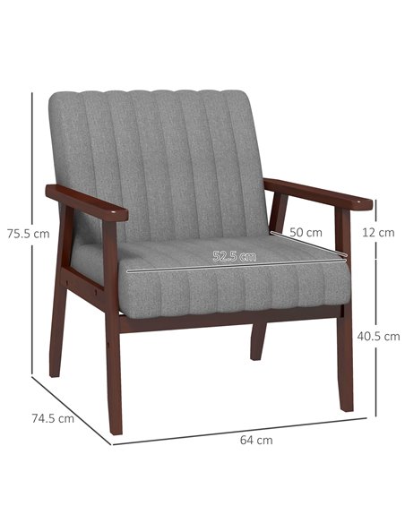 HOMCOM Set of 2 Accent Chairs with Wood Legs, Grey 839-916V72GY - pic 40793 | FastDaddyshop