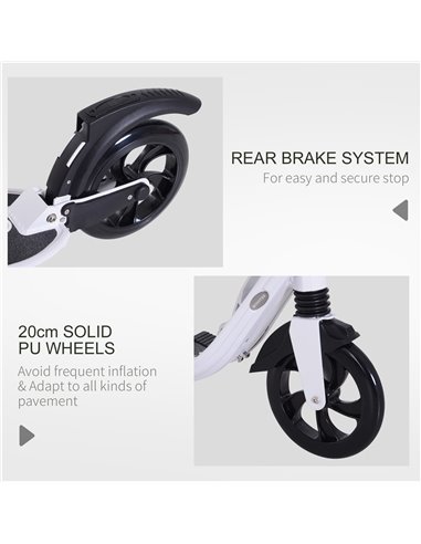 HOMCOM Folding Kick Scooter Hight-Adjustable Urban Scooter w/ Rear Brake, Double Shock Absorption System & 2 Big Wheels, For 14+