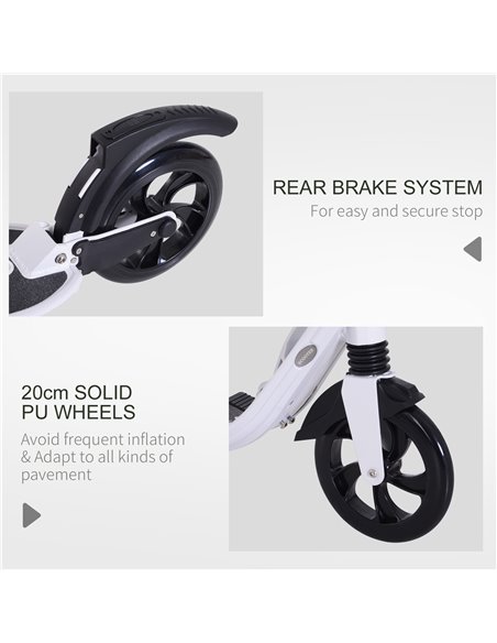 HOMCOM Folding Kick Scooter Hight-Adjustable Urban Scooter w/ Rear Brake, Double Shock Absorption System & 2 Big Wheels, For 14+ - pic 4080 | FastDaddyshop