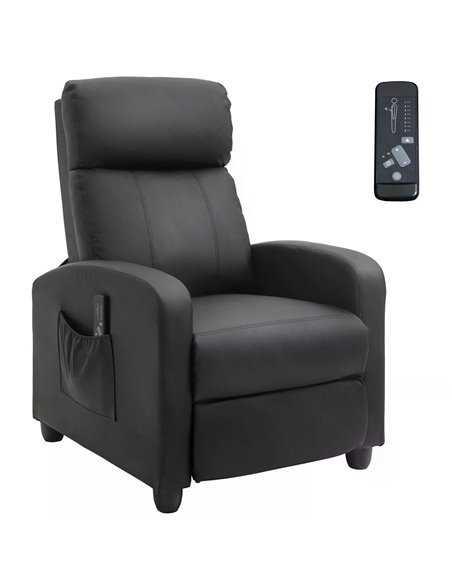 HOMCOM Recliner Sofa Chair PU Leather Massage Armcair, Black 700-143V70BK - pic 40800 | FastDaddyshop