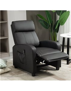 HOMCOM Recliner Sofa Chair PU Leather Massage Armcair, Black 700-143V70BK 2