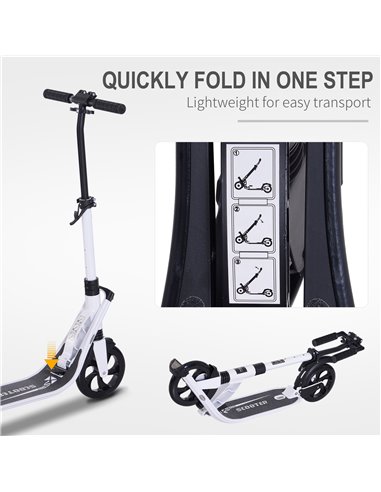 HOMCOM Folding Kick Scooter Hight-Adjustable Urban Scooter w/ Rear Brake, Double Shock Absorption System & 2 Big Wheels, For 14+