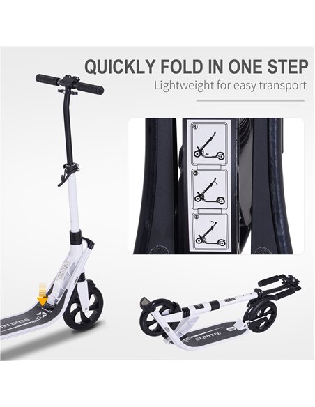 HOMCOM Folding Kick Scooter Hight-Adjustable Urban Scooter w/ Rear Brake, Double Shock Absorption System & 2 Big Wheels, For 14+ - pic 4081 | FastDaddyshop