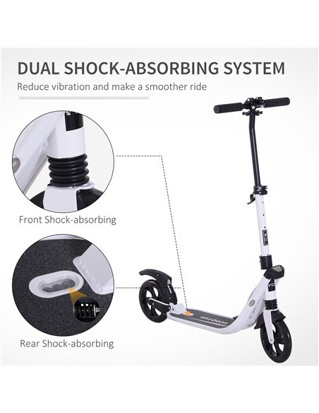 HOMCOM Folding Kick Scooter Hight-Adjustable Urban Scooter w/ Rear Brake, Double Shock Absorption System & 2 Big Wheels, For 14+ - pic 4082 | FastDaddyshop