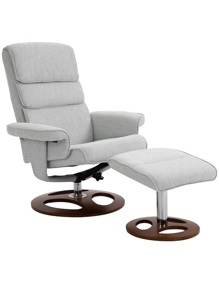 HOMCOM Recliner Chair Ottoman Set 360° Swivel Sofa Stool Modern Soft Thick Padding Wood Base Grey 833-651V72GY - pic 40820 | FastDaddyshop