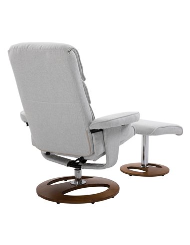 HOMCOM Recliner Chair Ottoman Set 360° Swivel Sofa Stool Modern Soft Thick Padding Wood Base Grey 833-651V72GY