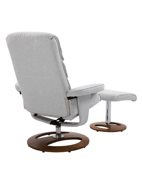 HOMCOM Recliner Chair Ottoman Set 360° Swivel Sofa Stool Modern Soft Thick Padding Wood Base Grey 833-651V72GY - pic 40826 | FastDaddyshop