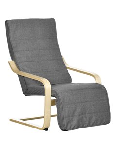 HOMCOM Wooden Lounging Chair Deck Relaxing Recliner, Dark Grey 833-132V70GY