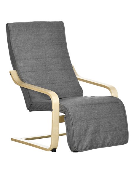 HOMCOM Wooden Lounging Chair Deck Relaxing Recliner, Dark Grey 833-132V70GY - pic 40827 | FastDaddyshop