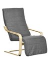 HOMCOM Wooden Lounging Chair Deck Relaxing Recliner, Dark Grey 833-132V70GY