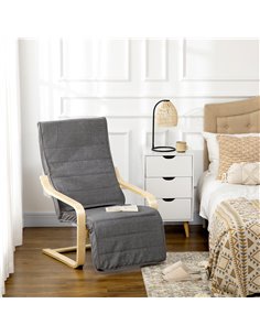 HOMCOM Wooden Lounging Chair Deck Relaxing Recliner, Dark Grey 833-132V70GY 2