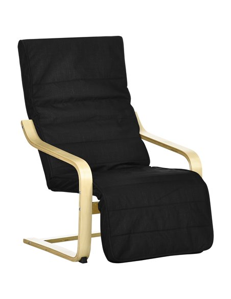 HOMCOM Wooden Lounging Chair Deck Relaxing Recliner, Black 833-132V70BK - pic 40836 | FastDaddyshop