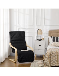 HOMCOM Wooden Lounging Chair Deck Relaxing Recliner, Black 833-132V70BK 2