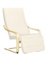 HOMCOM Wooden Lounging Chair Deck Relaxing Recliner, Cream White 833-132V70CW