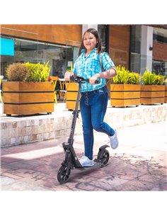 HOMCOM Folding Kick Scooter Hight-Adjustable Urban Scooter w/ Rear Brake, Double Shock Absorption System & 2 Big Wheels, For 14+