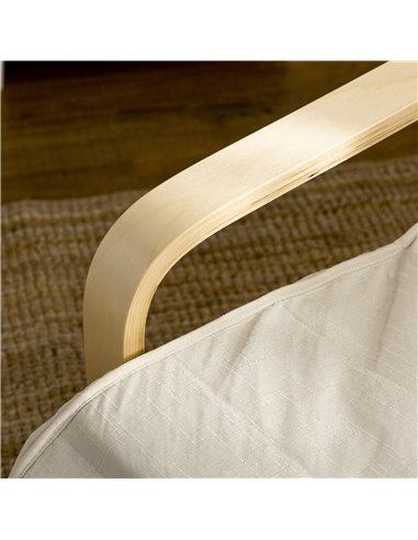 HOMCOM Wooden Lounging Chair Deck Relaxing Recliner Lounge Seat with Adjustable Footrest & Removable Cushion, Cream White 833-13