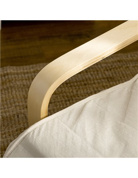 HOMCOM Wooden Lounging Chair Deck Relaxing Recliner Lounge Seat with Adjustable Footrest & Removable Cushion, Cream White 833-13 - pic 40853 | FastDaddyshop