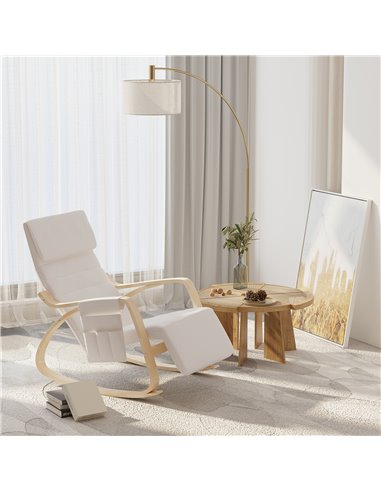 HOMCOM Rocking Lounge Chair Recliner, Cream White 833-131V70CW