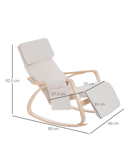 HOMCOM Rocking Lounge Chair Recliner, Cream White 833-131V70CW - pic 40856 | FastDaddyshop
