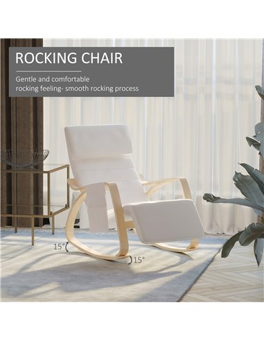 HOMCOM Rocking Lounge Chair Recliner, Cream White 833-131V70CW