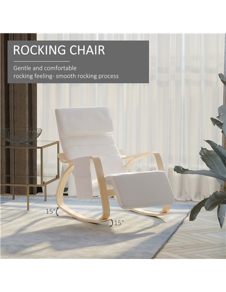 HOMCOM Rocking Lounge Chair Recliner, Cream White 833-131V70CW - pic 40857 | FastDaddyshop