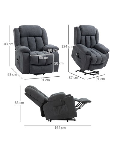 HOMCOM Oversized Riser and Recliner Chairs for the Elderly, Dark Grey 713-093V71CG