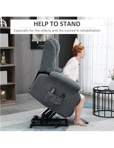 HOMCOM Oversized Riser and Recliner Chairs for the Elderly, Heavy Duty Fabric Upholstered Lift Chair w/ Remote Control, Side Poc