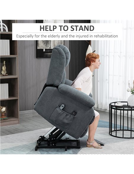 HOMCOM Oversized Riser and Recliner Chairs for the Elderly, Heavy Duty Fabric Upholstered Lift Chair w/ Remote Control, Side Poc - pic 40866 | FastDaddyshop
