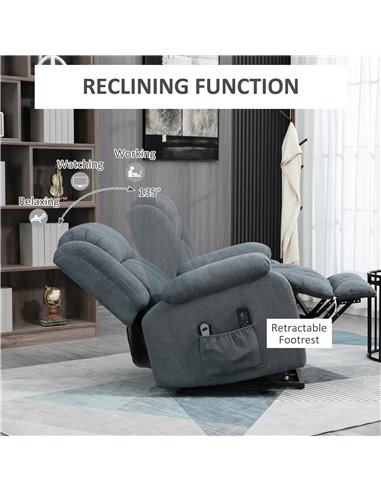 HOMCOM Oversized Riser and Recliner Chairs for the Elderly, Heavy Duty Fabric Upholstered Lift Chair w/ Remote Control, Side Poc