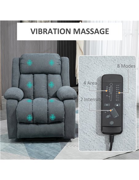 HOMCOM Oversized Riser and Recliner Chairs for the Elderly, Heavy Duty Fabric Upholstered Lift Chair w/ Remote Control, Side Poc - pic 40868 | FastDaddyshop