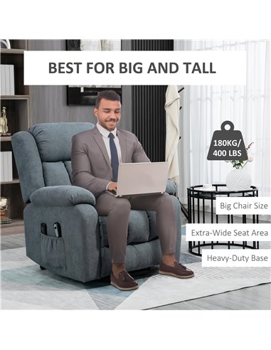HOMCOM Oversized Riser and Recliner Chairs for the Elderly, Heavy Duty Fabric Upholstered Lift Chair w/ Remote Control, Side Poc
