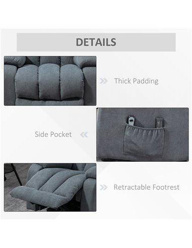 HOMCOM Oversized Riser and Recliner Chairs for the Elderly, Heavy Duty Fabric Upholstered Lift Chair w/ Remote Control, Side Poc