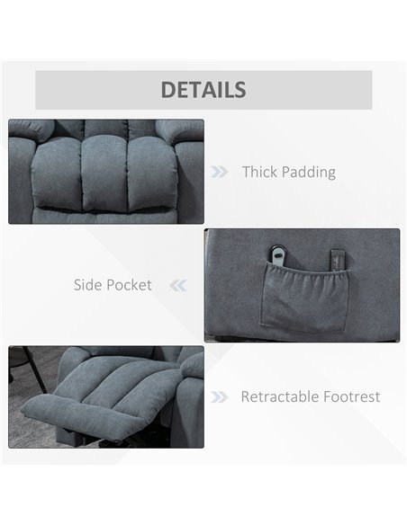 HOMCOM Oversized Riser and Recliner Chairs for the Elderly, Heavy Duty Fabric Upholstered Lift Chair w/ Remote Control, Side Poc - pic 40870 | FastDaddyshop